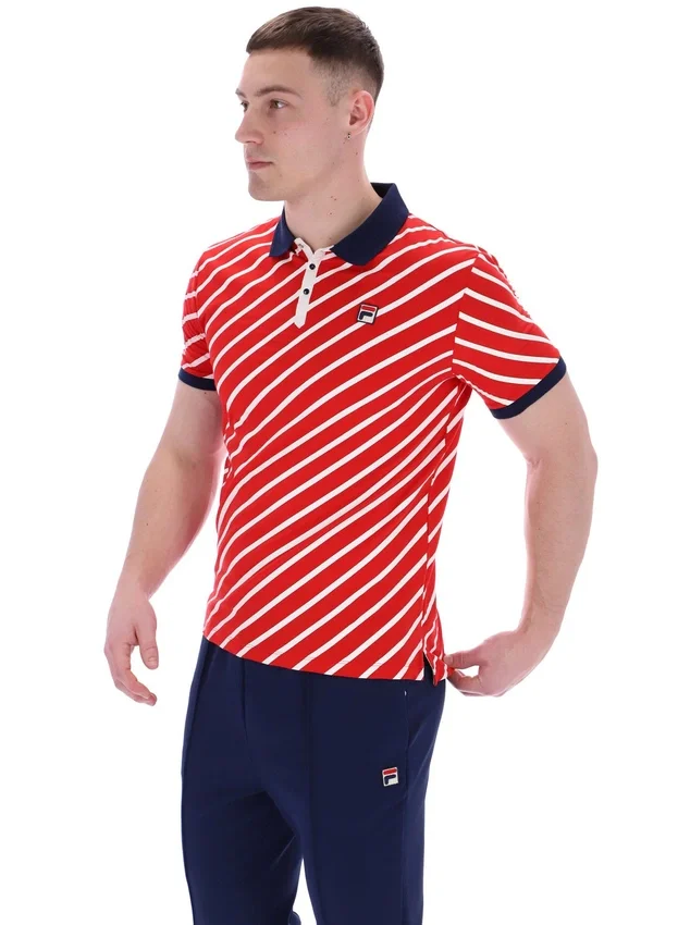 Polo Fila Jaye a righe diagonali rossa