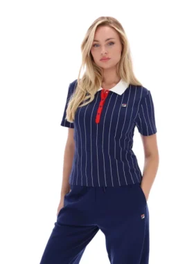 Polo Fila Navy Bai Fitted BB1 a righe sottili