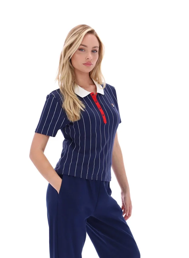 Polo Fila Navy Bai Fitted BB1 a righe sottili
