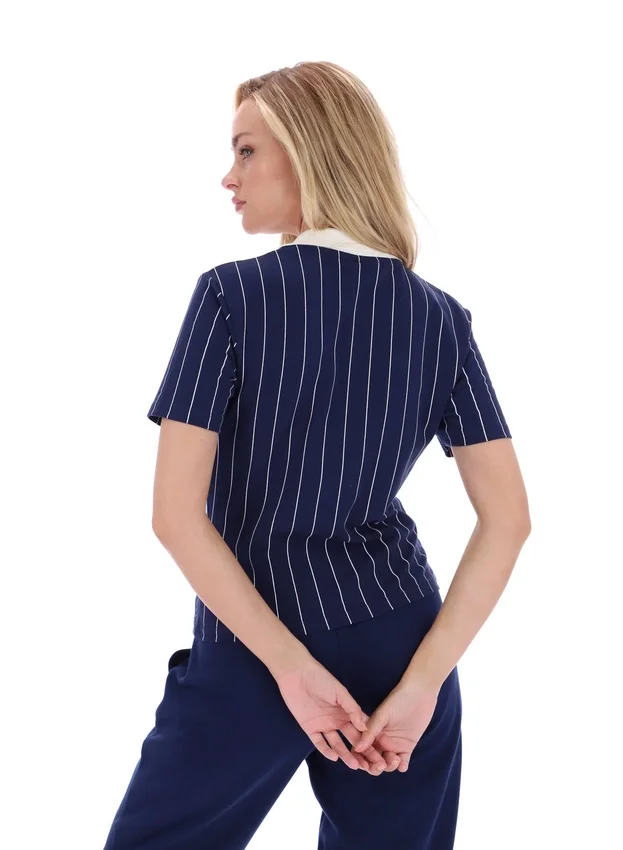 Polo Fila Navy Bai Fitted BB1 a righe sottili