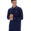 Polo Fila Navy Monte a maniche lunghe con colletto a strisce