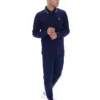 Polo Fila Navy Monte a maniche lunghe con colletto a strisce