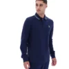 Polo Fila Navy Monte a maniche lunghe con colletto a strisce