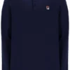 Polo Fila Navy Monte a maniche lunghe con colletto a strisce