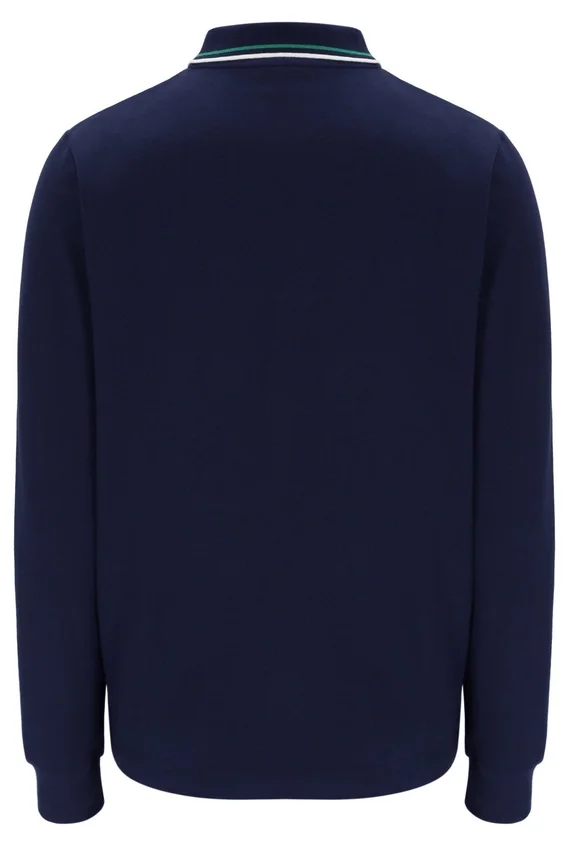 Polo Fila Navy Monte a maniche lunghe con colletto a strisce