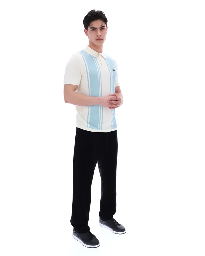 Polo in maglia stile Buddy Bowling blu sterling