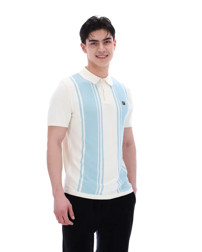 Polo in maglia stile Buddy Bowling blu sterling