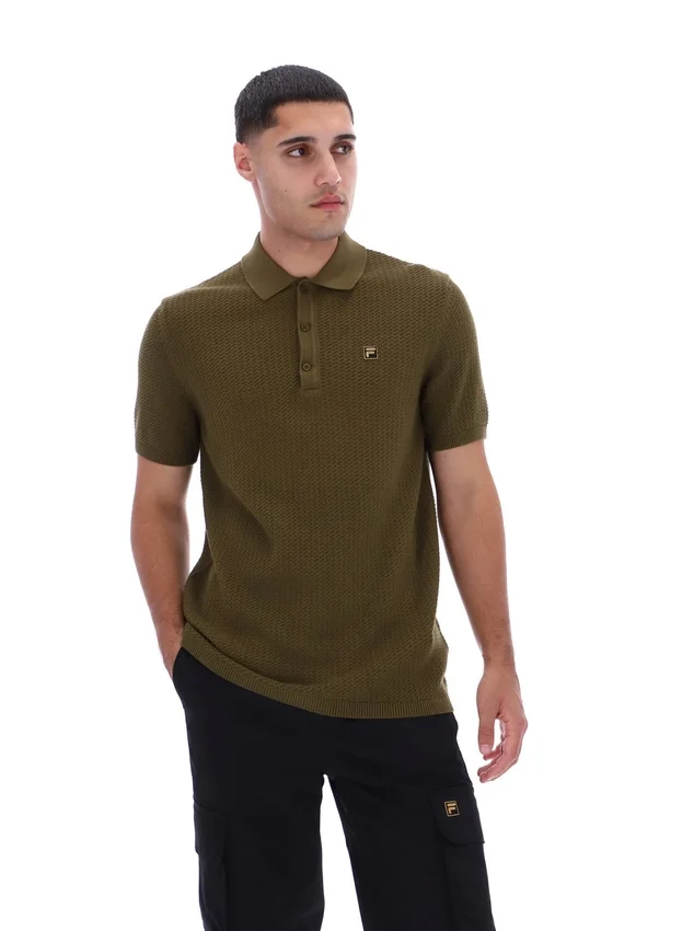 Polo in maglia testurizzata Sander verde oliva scuro