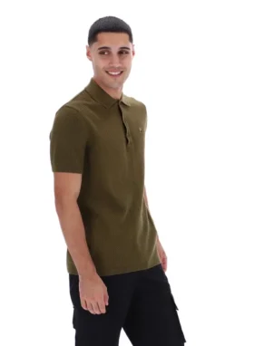 Polo in maglia testurizzata Sander verde oliva scuro