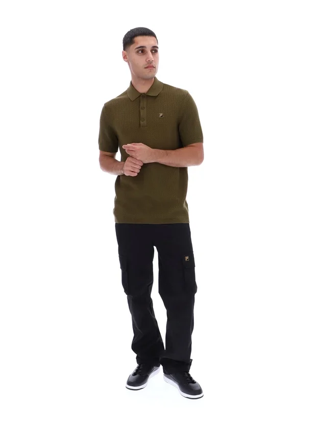 Polo in maglia testurizzata Sander verde oliva scuro