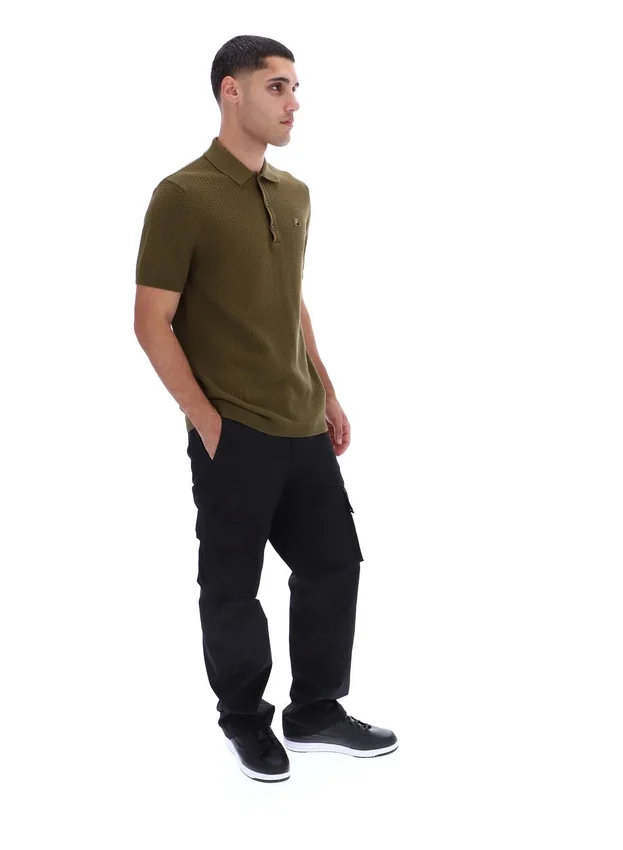 Polo in maglia testurizzata Sander verde oliva scuro