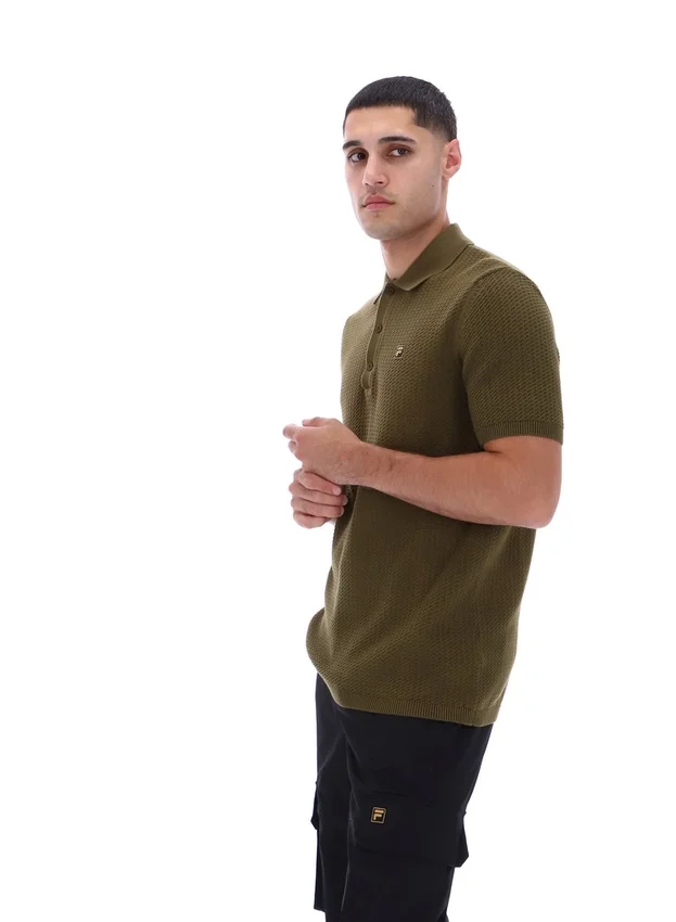 Polo in maglia testurizzata Sander verde oliva scuro