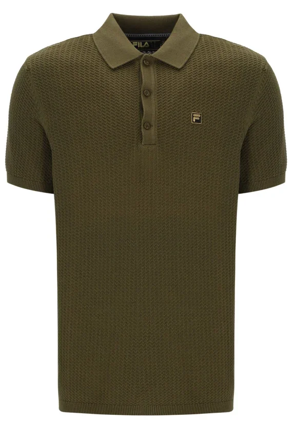 Polo in maglia testurizzata Sander verde oliva scuro