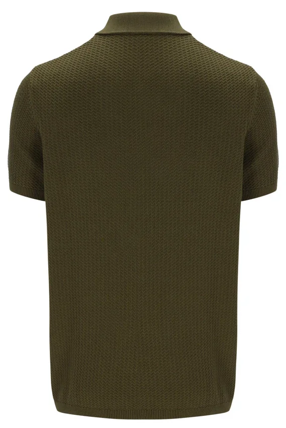 Polo in maglia testurizzata Sander verde oliva scuro
