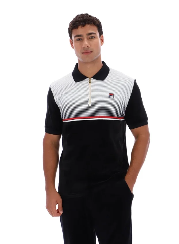 Polo in velluto Paco nera con zip