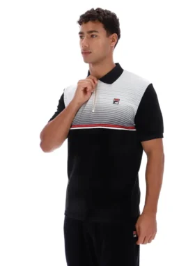Polo in velluto Paco nera con zip