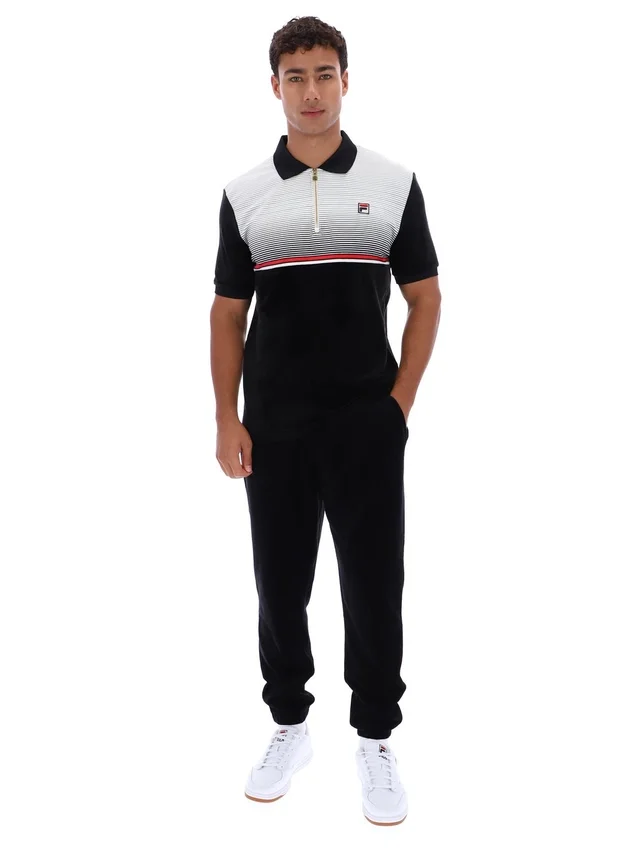 Polo in velluto Paco nera con zip