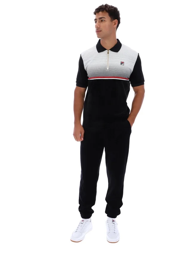 Polo in velluto Paco nera con zip