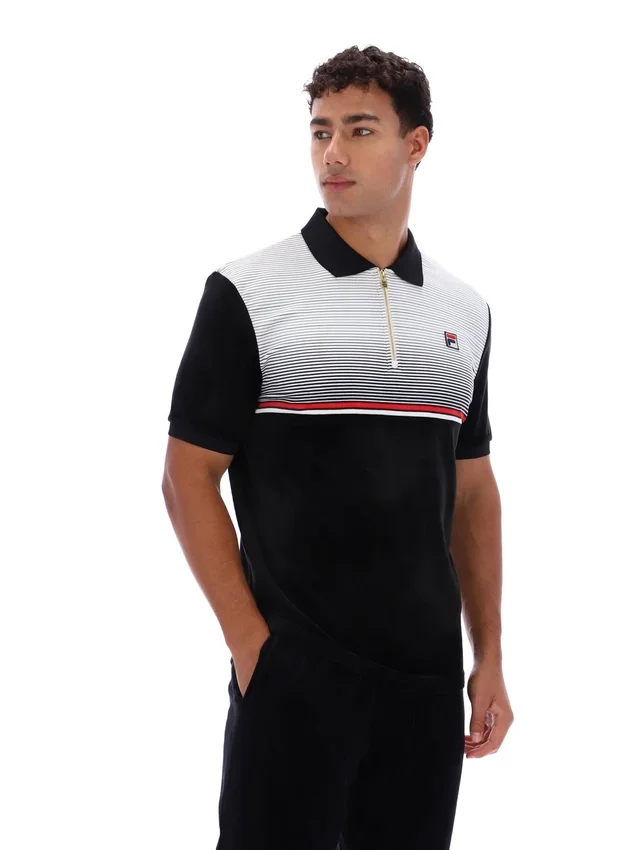 Polo in velluto Paco nera con zip