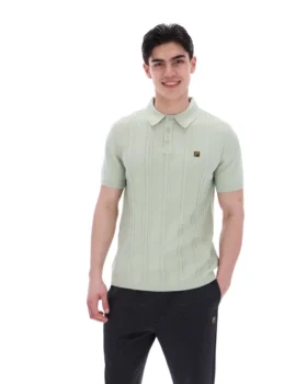 Polo lavorata a maglia Barns color schiuma di mare