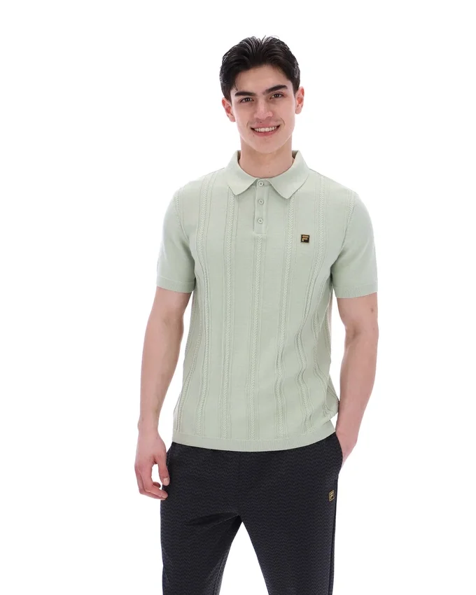 Polo lavorata a maglia Barns color schiuma di mare
