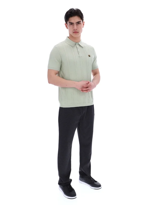 Polo lavorata a maglia Barns color schiuma di mare