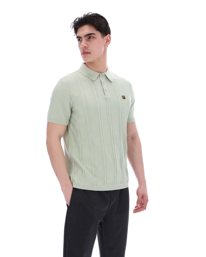Polo lavorata a maglia Barns color schiuma di mare