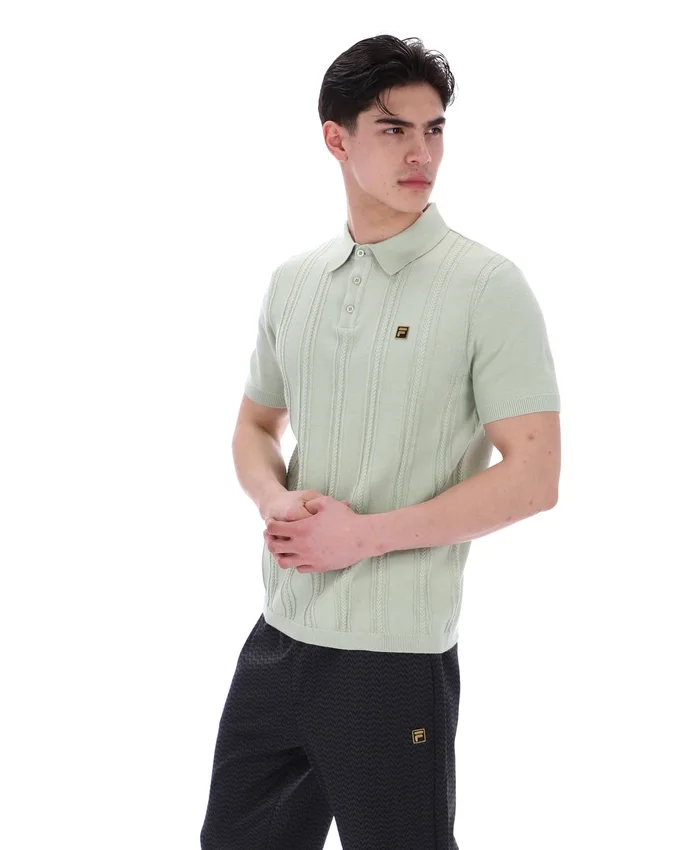 Polo lavorata a maglia Barns color schiuma di mare