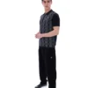Polo nera Castello in maglia jacquard con zip