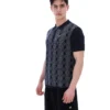 Polo nera Castello in maglia jacquard con zip