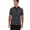 Polo nera con zip in maglia jacquard Jackson