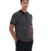 Polo nera con zip in maglia jacquard Jackson