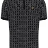 Polo nera con zip in maglia jacquard Jackson