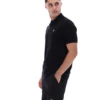 Polo nera Sander in maglia testurizzata