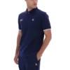 Polo Pablo a tre bottoni con bordi a costine in blu abbagliante e blu navy Fila