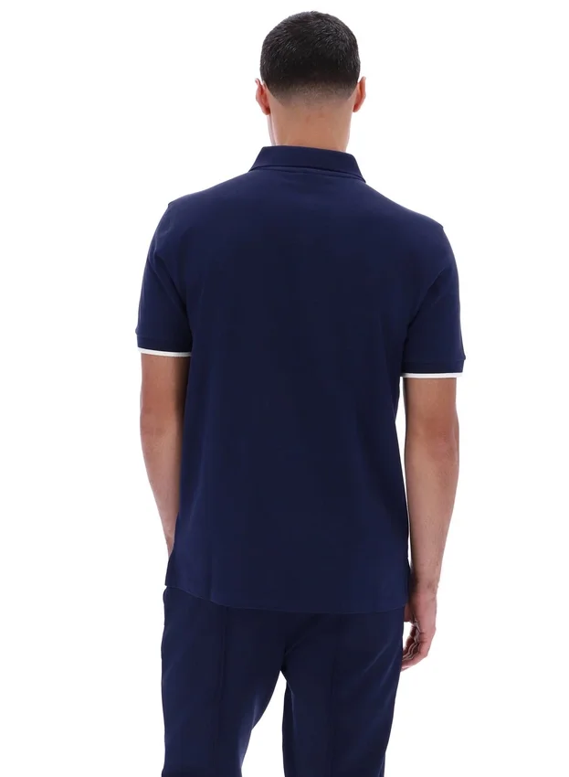 Polo Pablo a tre bottoni con bordi a costine in blu abbagliante e blu navy Fila