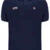 Polo Pablo a tre bottoni con bordi a costine in blu abbagliante e blu navy Fila