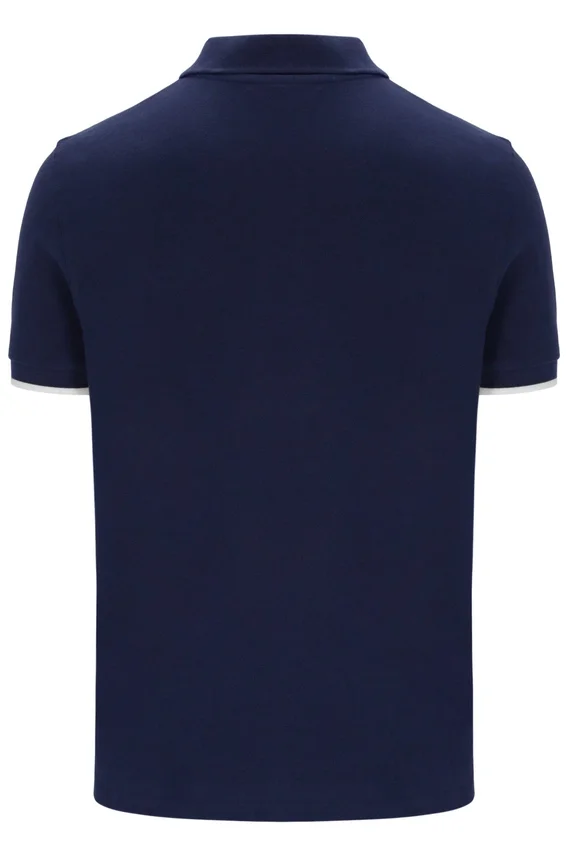 Polo Pablo a tre bottoni con bordi a costine in blu abbagliante e blu navy Fila