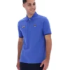 Polo Pablo blu brillante a tre bottoni con bordi a costine