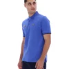 Polo Pablo blu brillante a tre bottoni con bordi a costine