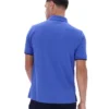 Polo Pablo blu brillante a tre bottoni con bordi a costine
