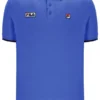 Polo Pablo blu brillante a tre bottoni con bordi a costine
