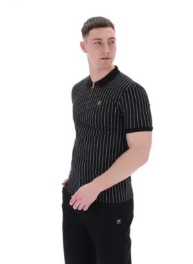Polo Patton a righe jacquard nera