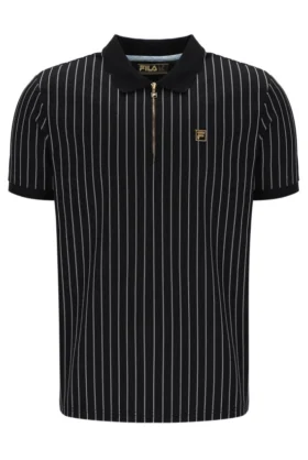 Polo Patton a righe jacquard nera