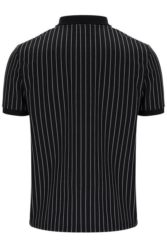 Polo Patton a righe jacquard nera