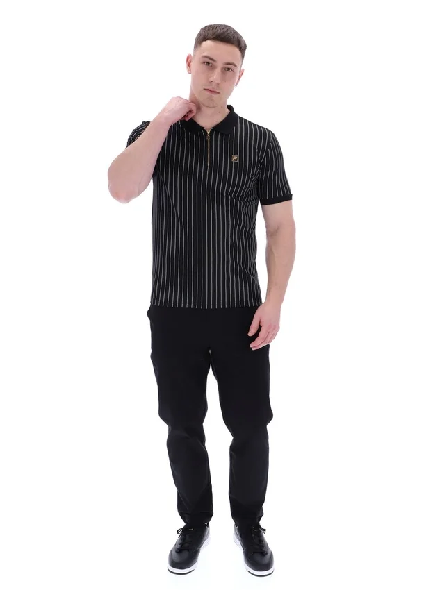 Polo Patton a righe jacquard nera