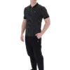 Polo Patton a righe jacquard nera