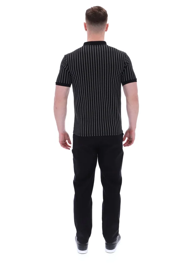 Polo Patton a righe jacquard nera