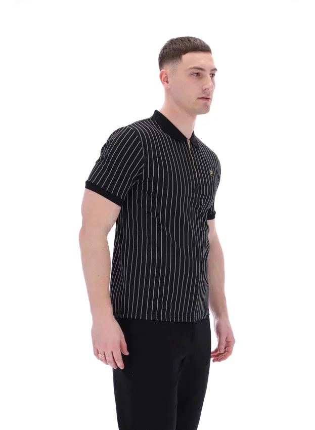 Polo Patton a righe jacquard nera