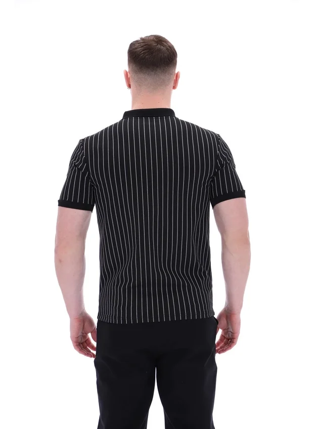 Polo Patton a righe jacquard nera
